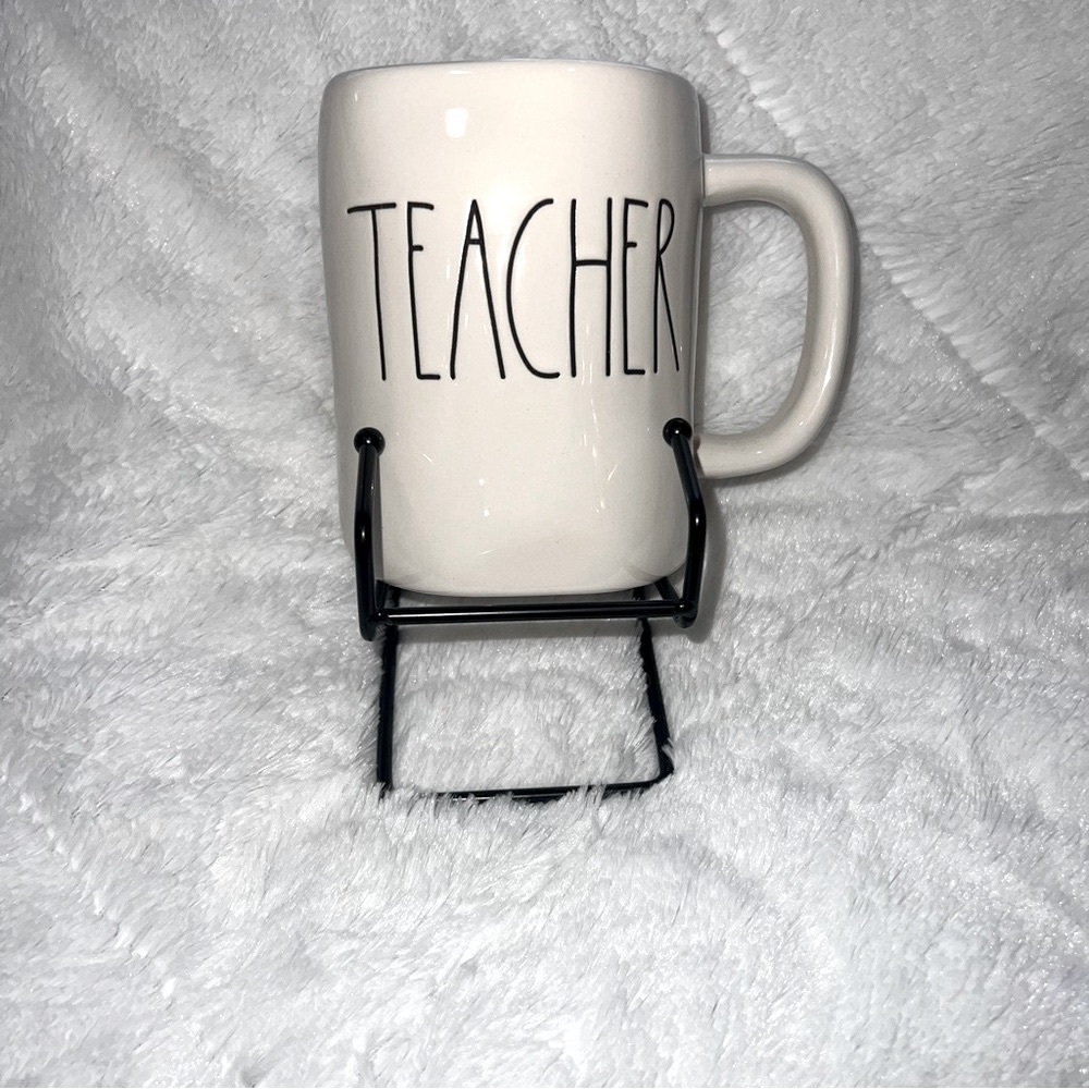 RAE DUNN Teacher Mug White With Black Lettering Great Condition Teacher Gift